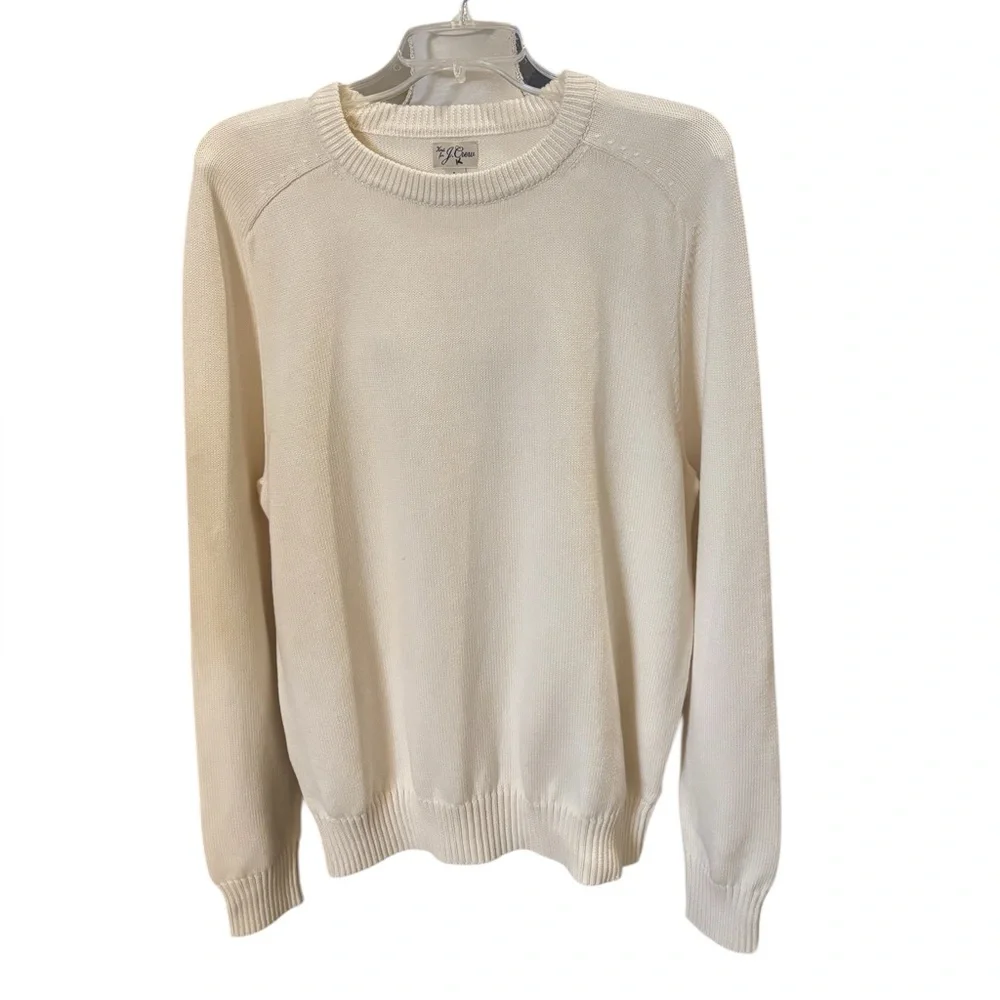 J. Crew Heritage Cotton Crewneck Sweater in Ivory Size L. NWOT